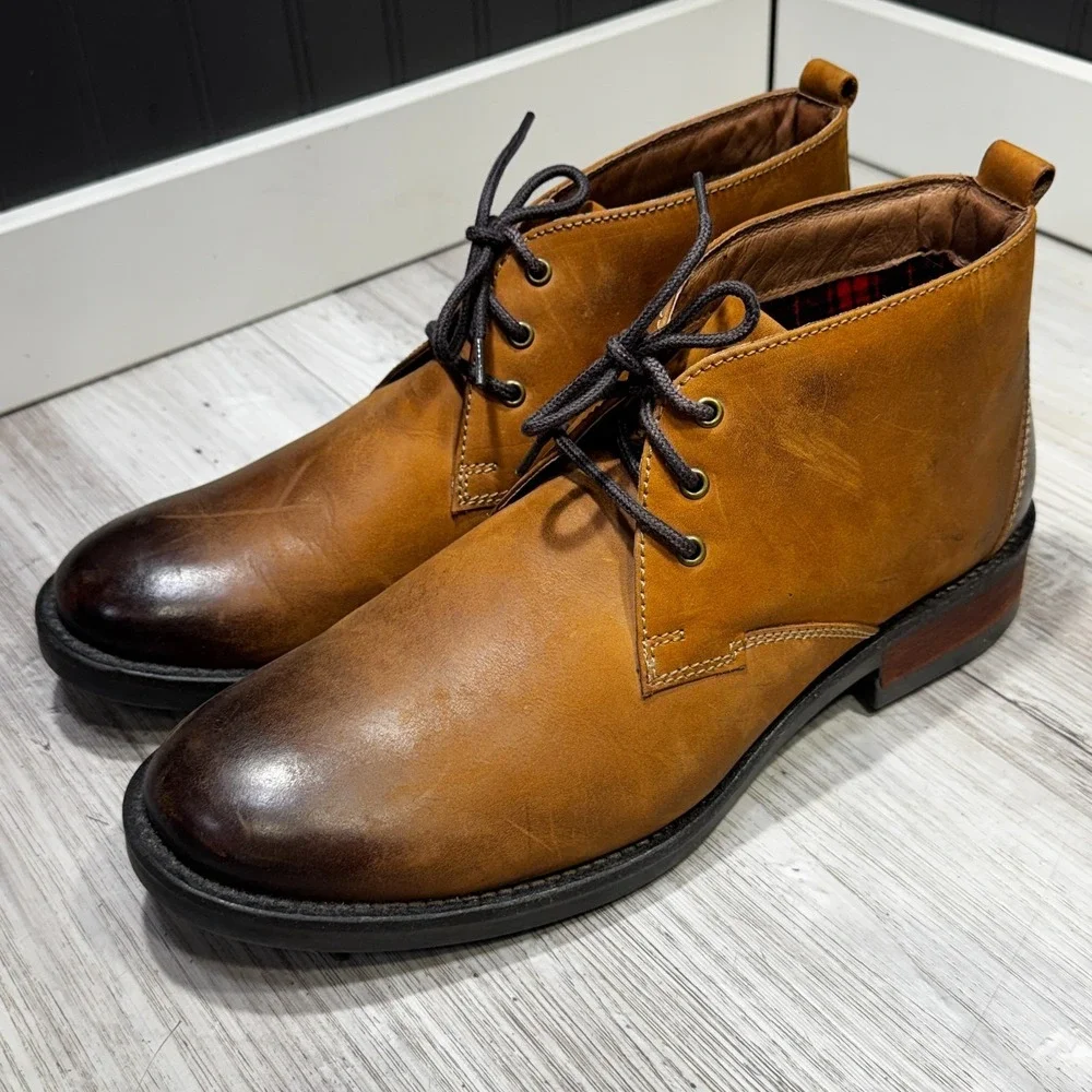 CLARKS Mens Boots Mid Brown Leather Size 12M 34108